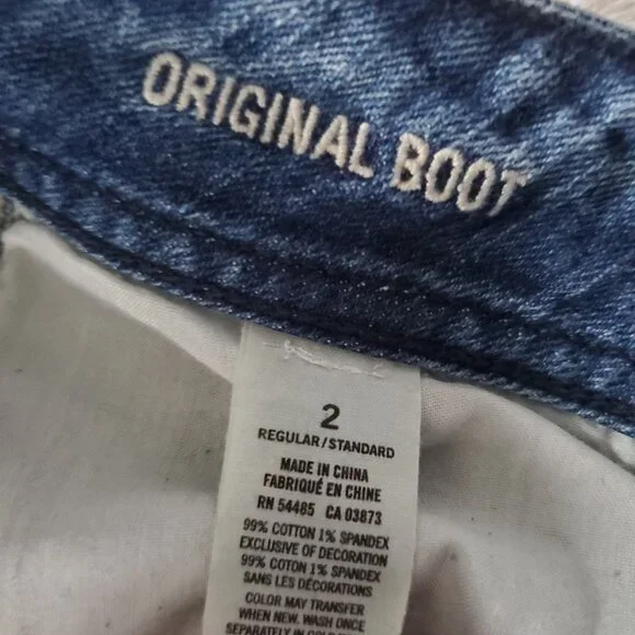 American‎ Eagle Distressed Original Boot Denim Jeans Size 2 Low Rise - Picture 5 of 9